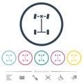 Front differential lock flat color icons in round outlines