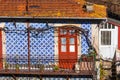 Front Door and Azulejo Wall of Old House in Porto