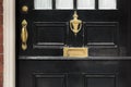 Front door, close up with brass fixtures Royalty Free Stock Photo