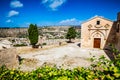 Front door and courtyard of Santa Maria della Croce Convent and monastery overlooking town of Scicli, Sicily