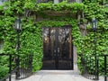 Entrance to ivy covered building Royalty Free Stock Photo