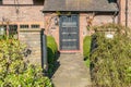 Front door and exterior of a typical English residential old London town house Royalty Free Stock Photo