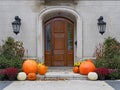 front door of house with Halloween decorations