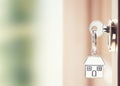 Front door with house keys with chain key Royalty Free Stock Photo