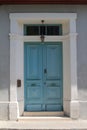 Front door with lantern and mailbox Royalty Free Stock Photo