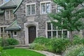 Front door of large stone house