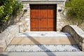 Front door of traditional mansion in Spetses island Royalty Free Stock Photo