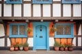 front door of a tudor house with arch details Royalty Free Stock Photo