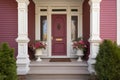 front door of victorian house with decorative surround Royalty Free Stock Photo