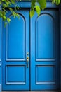 Front doors.Blue paint. Exterior house detail