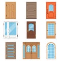 Front doors, collection of vIntage and modern doors to houses and buildings vector illustrations Royalty Free Stock Photo