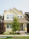 Bright Yellow Home House Exterior Details Canada Royalty Free Stock Photo