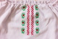 The front of an embroidered Ukrainian women`s shirt with a traditional pattern Royalty Free Stock Photo