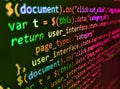 Front-end applications in the color concept. Mobile app building. RNN Neural Network source code. Closeup of Web Code on Computer Royalty Free Stock Photo
