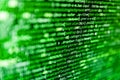Front-end applications in the color concept. Programmer working on computer screen. Lines of Html code visible. Shallow Depth of Royalty Free Stock Photo