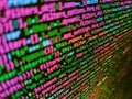 Front-end applications in the color concept. Screenshot with random parts of program code. HTML and CSS code developing screenshot Royalty Free Stock Photo