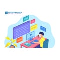 front end developer flat illustration programmer software database