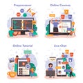 Front end developer online service or platform set. Website interface Royalty Free Stock Photo