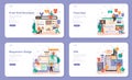 Front end developer web banner or landing page set. Website interface Royalty Free Stock Photo