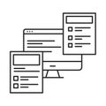 Front-end development black line icon. Practice of converting data to a graphical interface, through the use of HTML, CSS, and Royalty Free Stock Photo