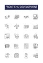 Front end development line vector icons and signs. CSS, JavaScript, JQuery, React, Angular, AJAX, DOM, Bootstrap outline Royalty Free Stock Photo