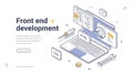 Front end development software coding programming isometric web banner design template line vector Royalty Free Stock Photo