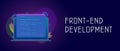 Front-end development vector concept with laptop and javascript or html code window. Header or footer banner template