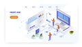 Front-end, landing page design, website banner vector template. Frontend developer, programmer creating website. Royalty Free Stock Photo