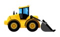 Front end loader. Bulldozer construct machines yellow digger work vehicles vector car Royalty Free Stock Photo