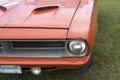 Front end of plymouth cuda with crack on the bumper Royalty Free Stock Photo