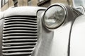 The front end of a silver antique car Royalty Free Stock Photo