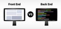 Front end vs back end, frontend vs backend â client-side and server-side. Web banner, web development, programming. Royalty Free Stock Photo