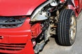 Front end of wrecked red car, accident Royalty Free Stock Photo