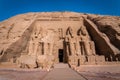 Front Entrance of Abu Simbel, Egypt With the colossal statues of Ramses II Royalty Free Stock Photo
