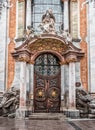 Feb 2, 2020 - Munich, Germany: Front entrance facade of Asamkirche, late baroque church