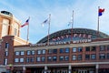 Flags Flying at Navy Pier Entrance, Chicago Illinois, USA