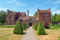 The front entrance to Harvington Hall, Worcestershire, England.