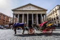 FRONT ENTRANCE OF PANTEHEON. FAMOUS DESTINATION OF ROME. Royalty Free Stock Photo