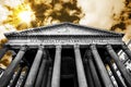 FRONT ENTRANCE OF PANTHEON. FAMOUS DESTINATION OF ROME. Royalty Free Stock Photo