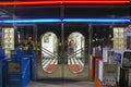 Front entrance to Diner at night