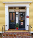 historic home in Stockade Historic District with brick steps decorated for Christmas Royalty Free Stock Photo