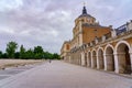 Front esplanade of the royal palace of Aranjuez with its arcade and dome at the top