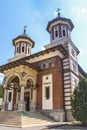 Front facade of Biserica Mare The Great Church at Sinaia Monastery. The Great Church was built in 1846 Royalty Free Stock Photo