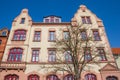 Front facade of a colorful historic building in Haldensleben Royalty Free Stock Photo