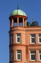 The front facade and copper domed tower of the derelict Royal Hotel in Bangor County Down