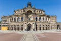 Front facade of the historic Semperoper opera building in Dresden