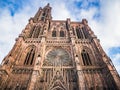 Front facade of Notre Dame Cathedral of Strasbourg, France Royalty Free Stock Photo