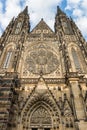 Front facade and towers of the Vitus Cathedral in Prague Royalty Free Stock Photo