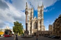 Front facade of Westminster Abbey on a sunny day. London, UK Royalty Free Stock Photo