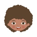 Front face brunette girl with curly hair